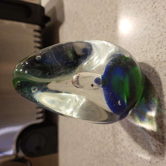 Distressed Vintage Murano Sumerso Glass Paperweight 5.25" - Picture 2 of 8